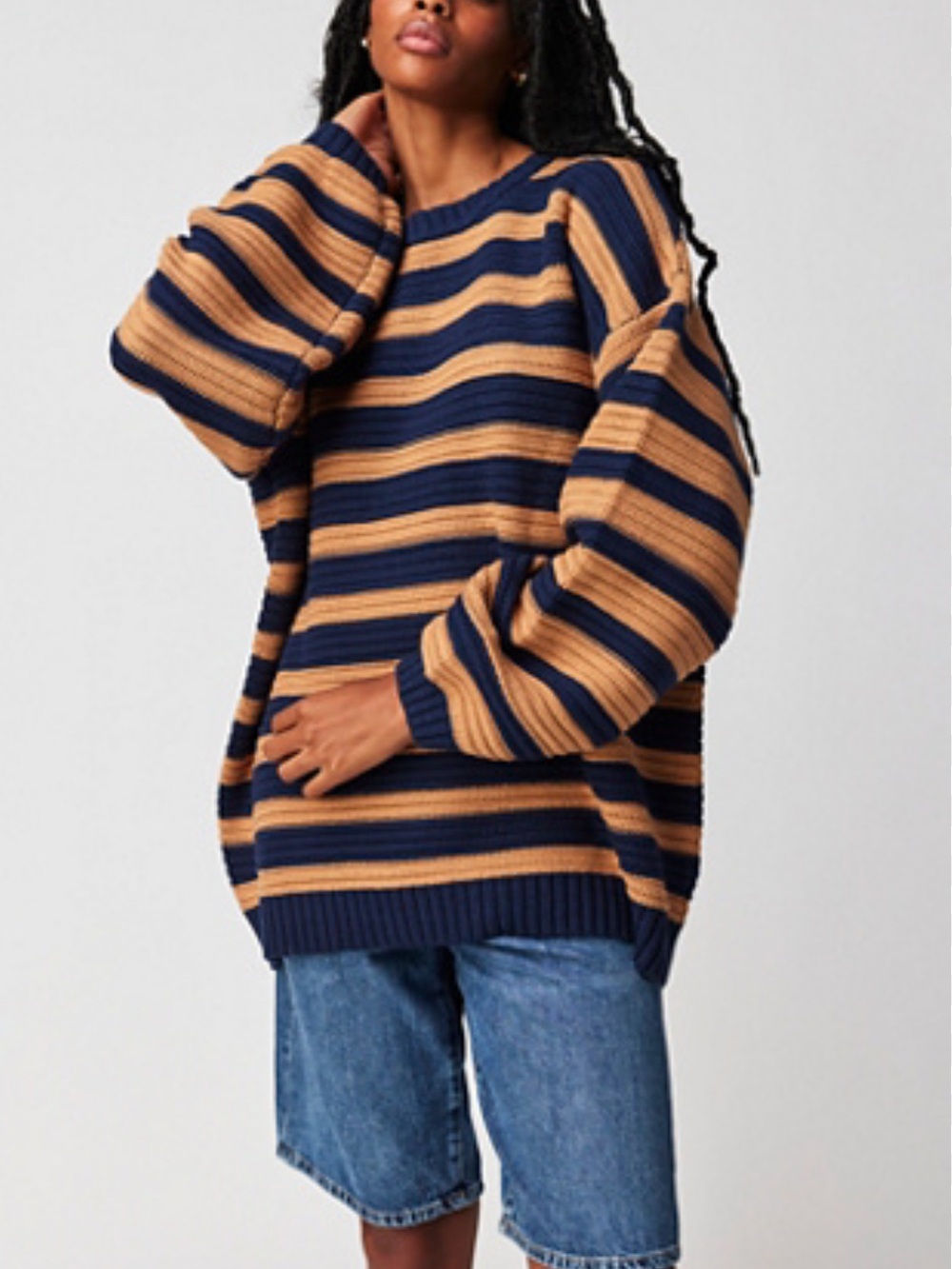 free people links striped pullover s oversized